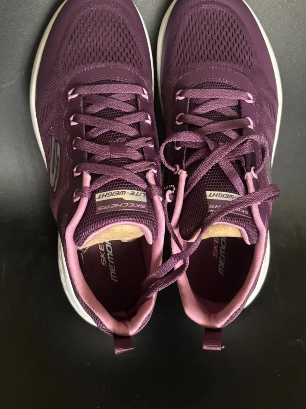 Skechers Lite-Weight Purple Vegan Mesh Sneakers - Women’s Size 8